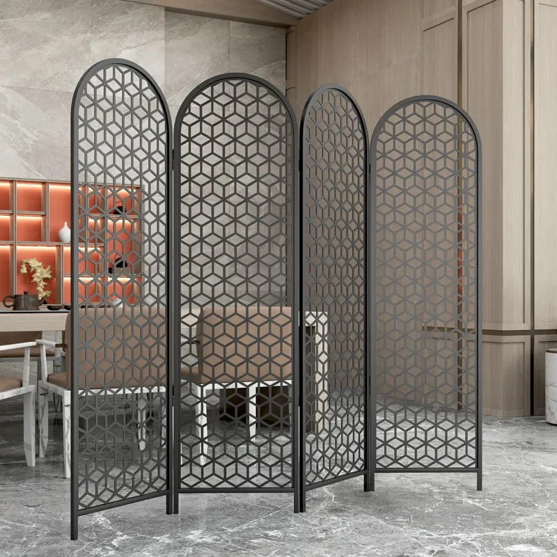 New Chinese Style Simple Folding Screen Partition Mobile Hollow Room Divider for Living Room Dining Room Entrance Barrier