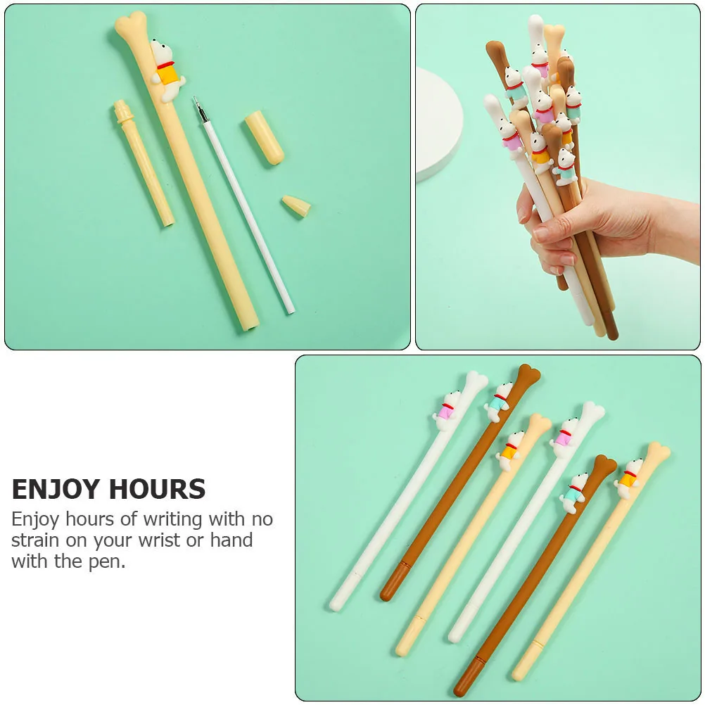

6 Pcs Silicone Pen Portable Signing Pens Bone Design Gel Stationery Korean Version Writing Black Refill Plastic Student