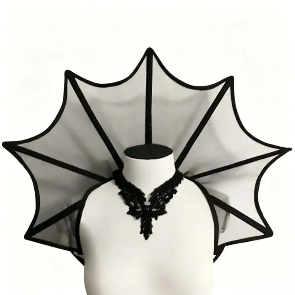 Lace Victorian Stand Up Collar Mesh Renaissance Queen Cosplay Cloak Gothic Medieval Design Halloween Costume Accessories Women