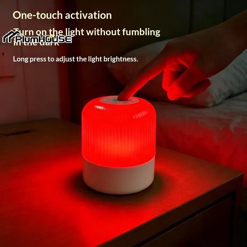 1Set 670nm Red Light Night Light Dual Modes Touch Remote Control USB Rechargeable Portable Sleep Aid Bedside Lamp