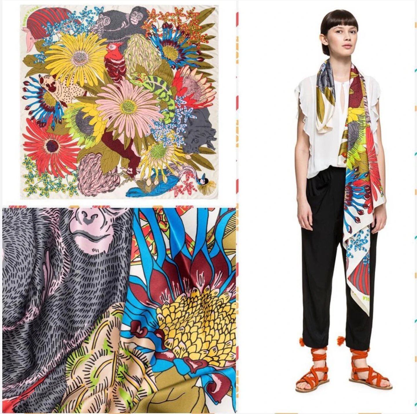 豪華な大判シルクスカーフ-la20x20シリーズ-手作り-多用途ファッションアクセサリー-オールシーズン対応-ユニセックス-多機能