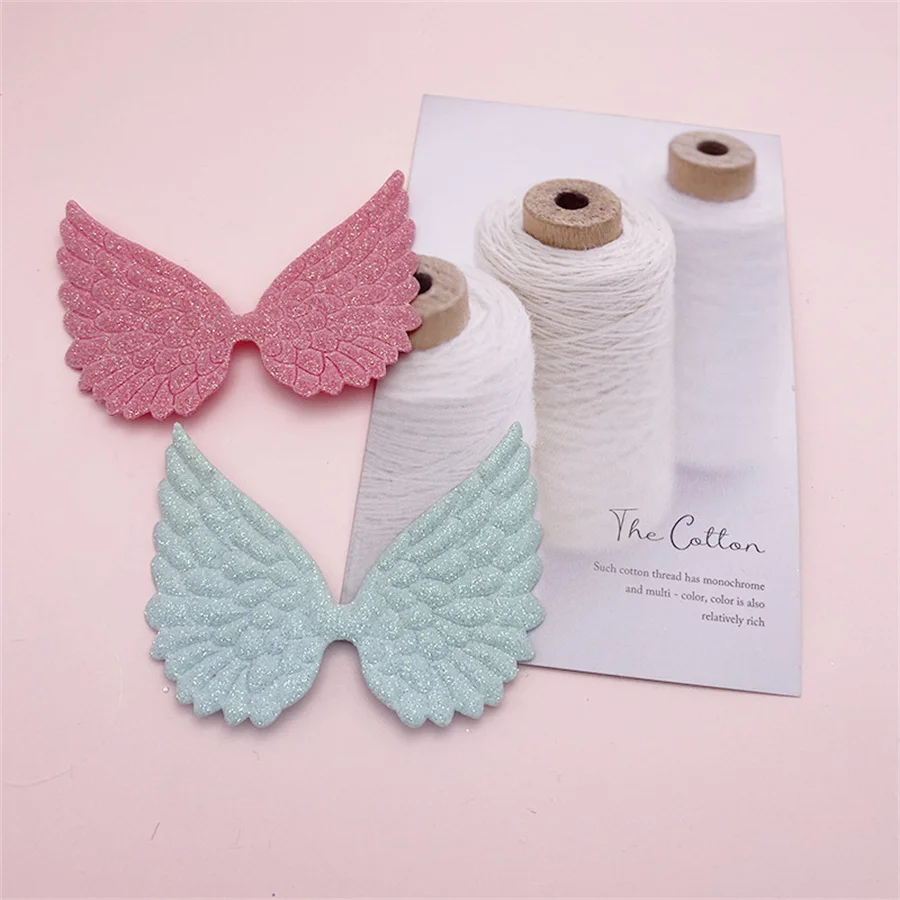 30Pcs/Lot Candy Color Shiny Angel Wing Padded Applique For DIY Clothes Hat Cosplay Decoration Patches Hair Clip Accessories