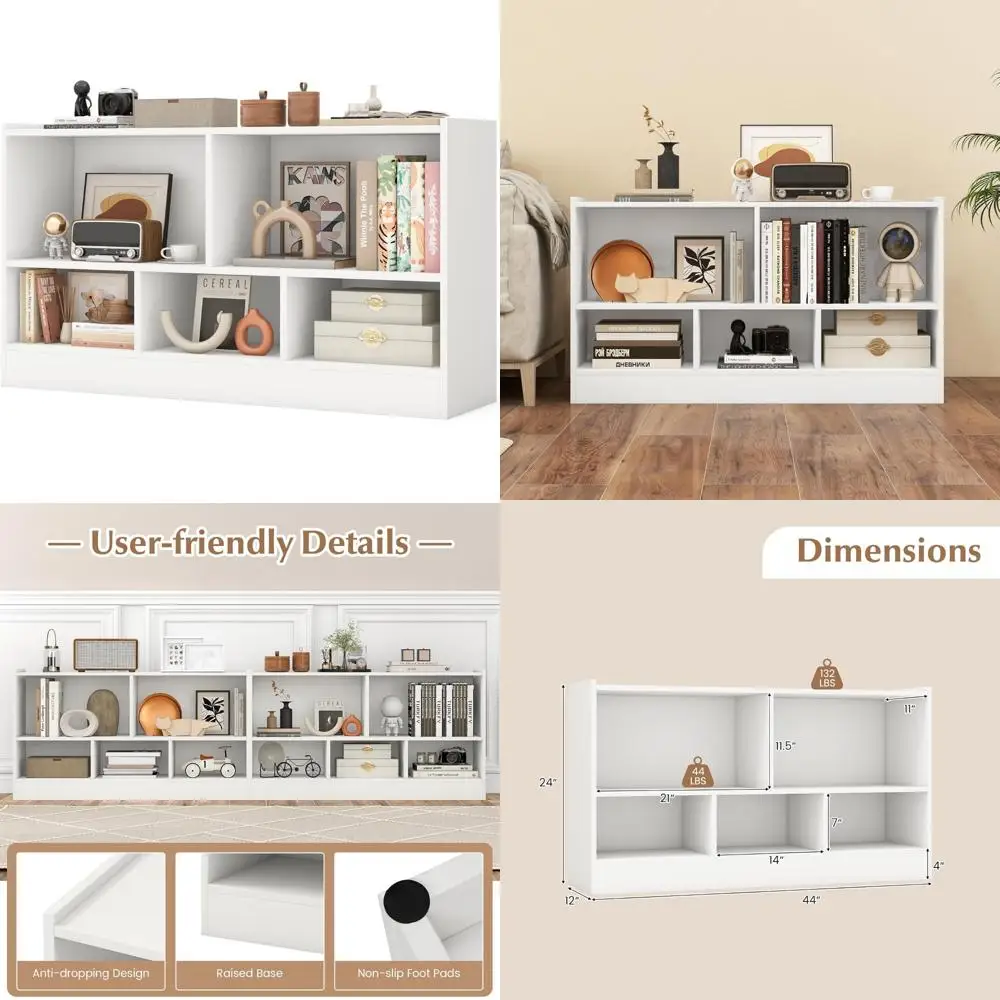 

Modern 3-Tier Freestanding Bookshelf with Spacious Top and Raised Base, Multipurpose Storage Organizer for Books and Display