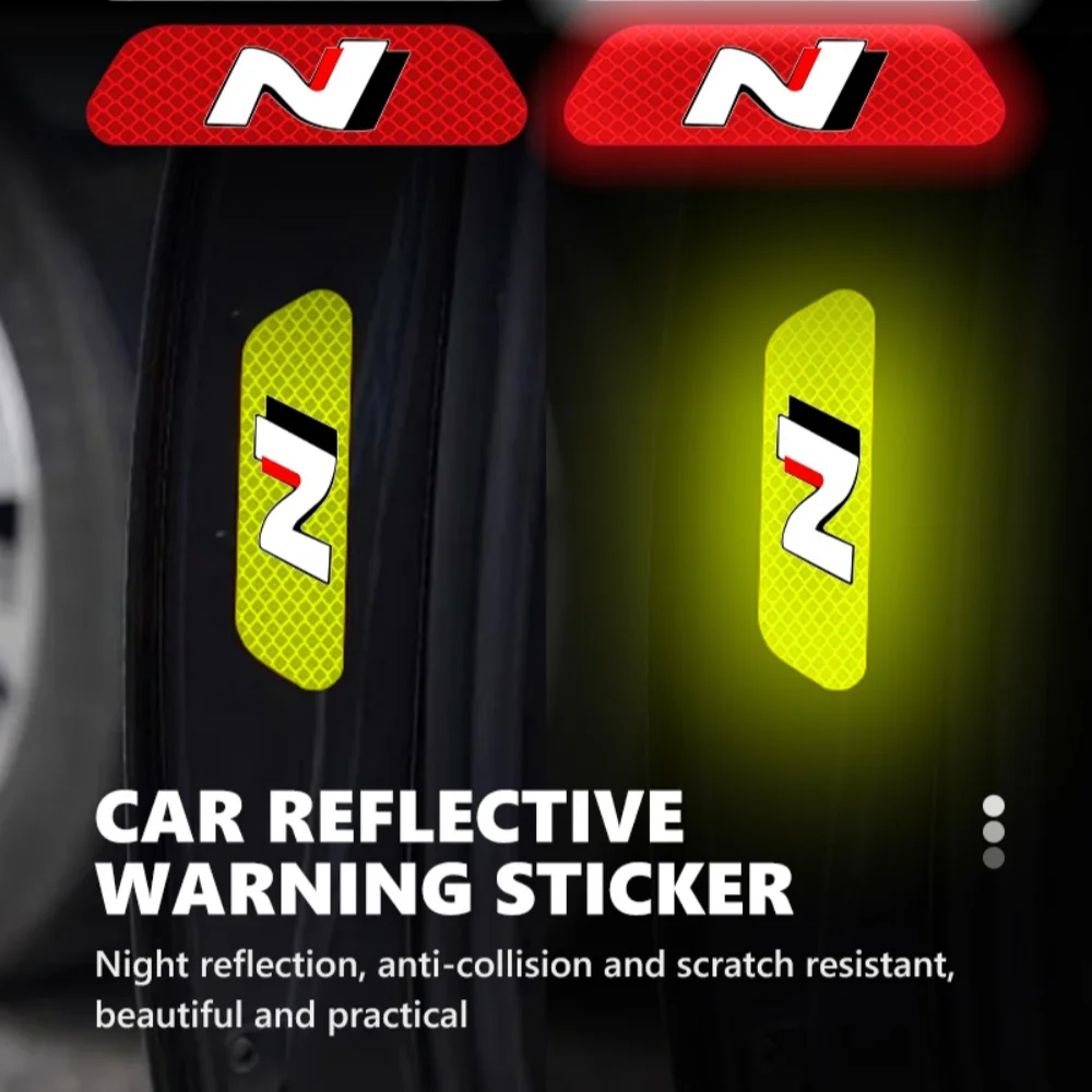 4Pcs Car Door Opening Warning Stickers Universal Reflective Safety Decals for i10 i20 i30 Tucson Kona Santa Fe N Line