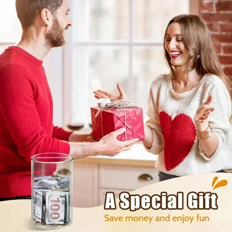 Tirelire en acrylique transparent pour adultes, boîte d'économie d'argent, véritable tirelire, pause à ouvrir