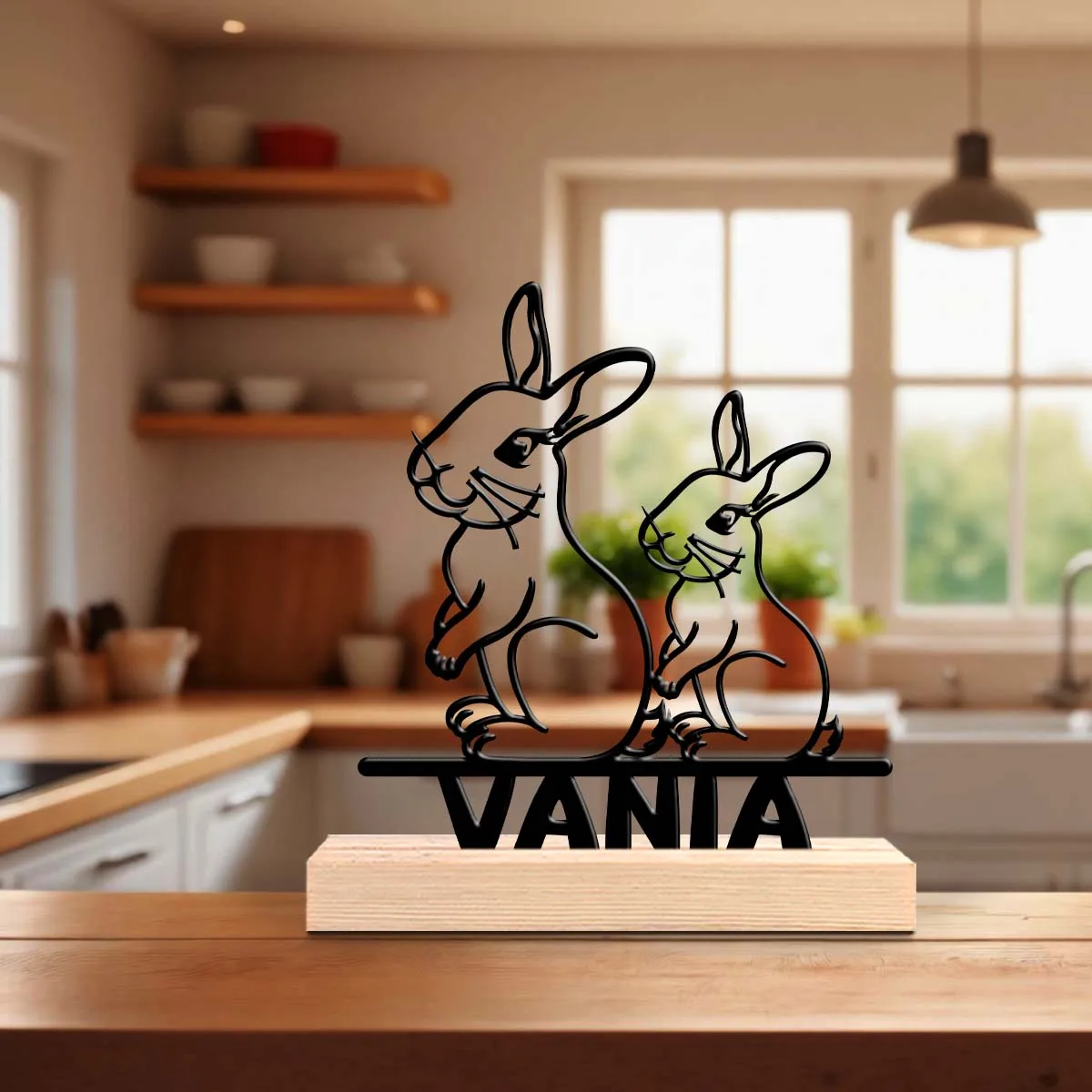 1pc Personalized Desktop Metal Ornaments Customizable Content Equipped with Wooden Base Unique Desktop Decoration Custom Gifts