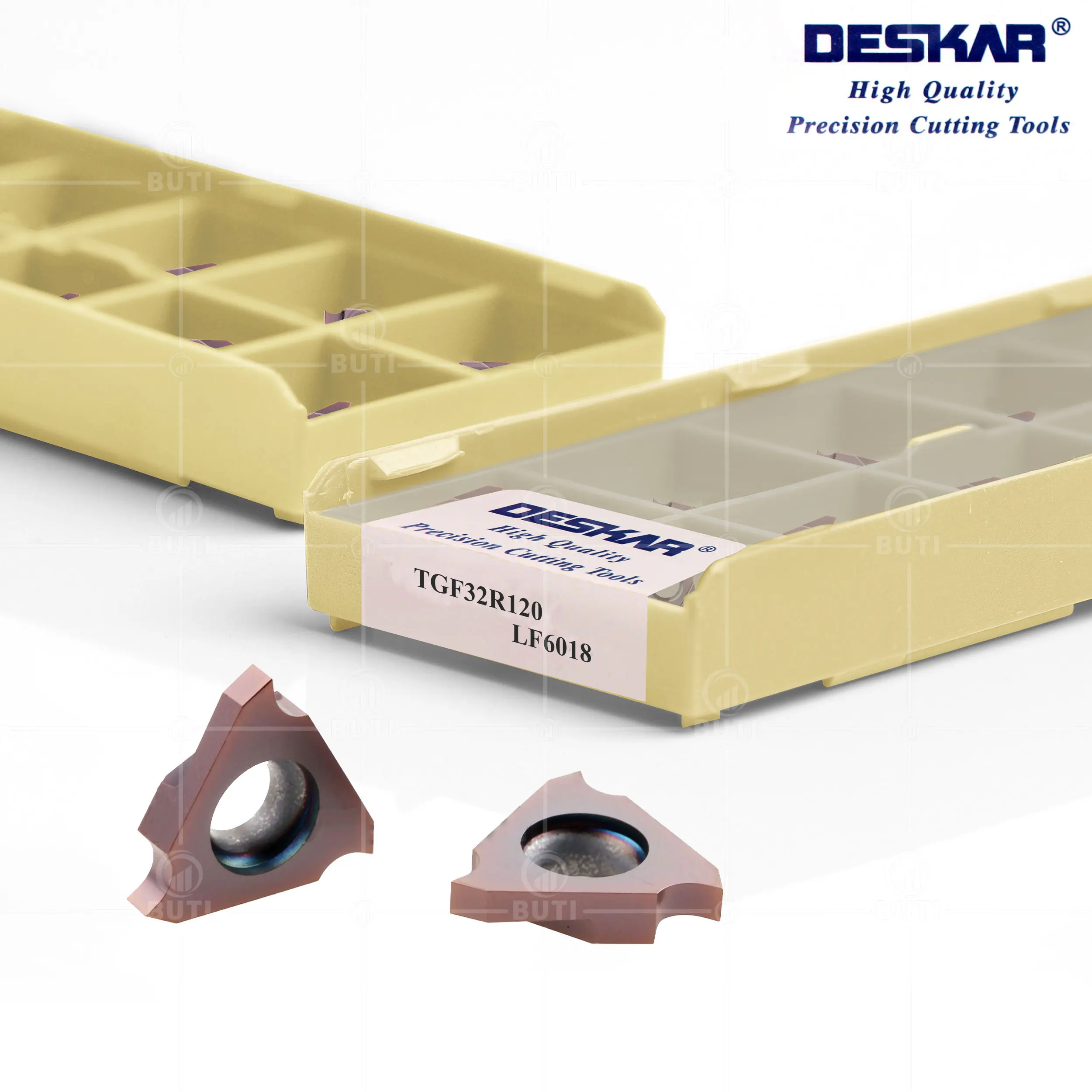 Imagem -02 - Deskar-cnc Inserções de Boca Plana Grooving Tools Adequado para Materiais de Aço Inoxidável 100 Original Tgf32r Tgf32l Lf6018 Cnc