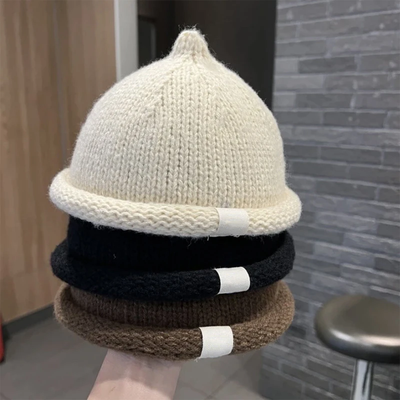 Korean Baby Knitted Hat Winter Autumn Warm Infant Boy Girl Beanie Cap Solid Color Kids Wool Hats Bonnet