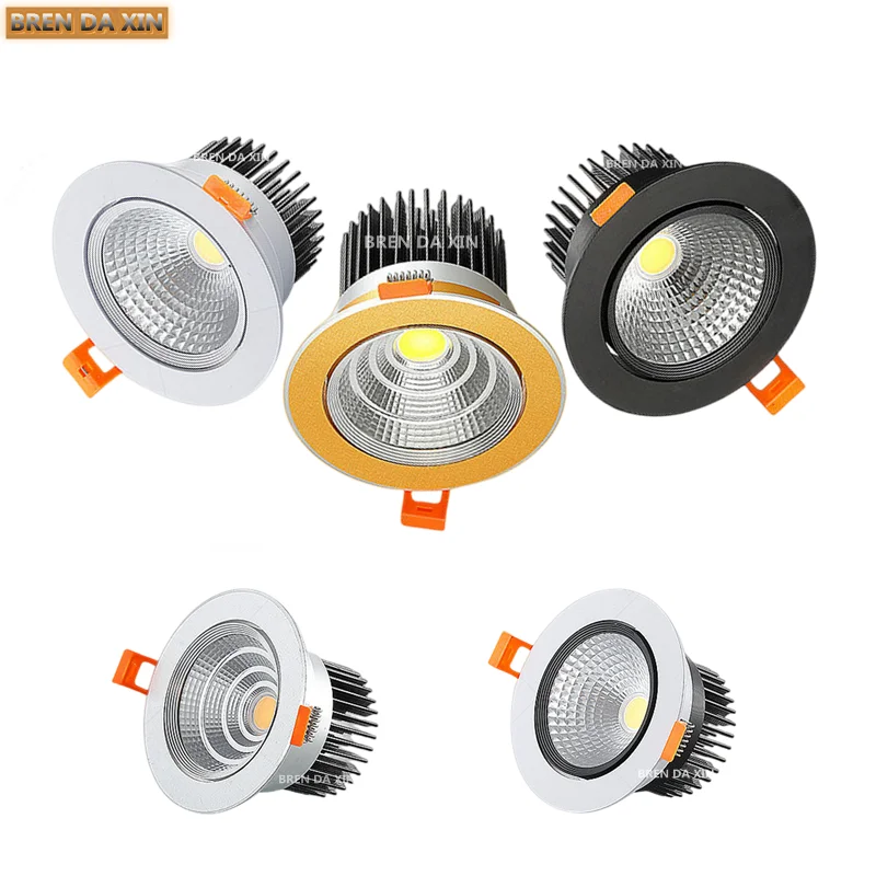 Recessed Dimmable LED downlight Angle Adjustable COB Ceiling Light Spot Light 7W9W12W15W18W Rotating AC85-260V Indoor Bulb