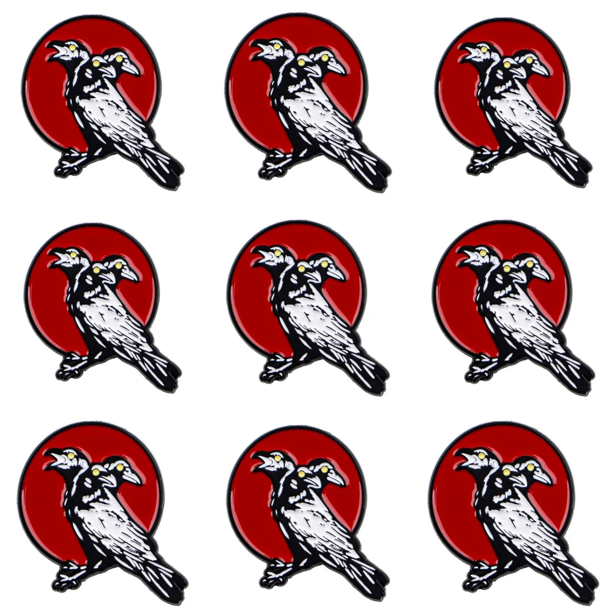 9-teiliges Emaille-Pin-Set mit drei Krähen, Punk-Brosche für Mantel, Damenbroschen, Kragen- und Reversnadeln, Metallabzeichen, Schmuck, Halloween-Geschenk