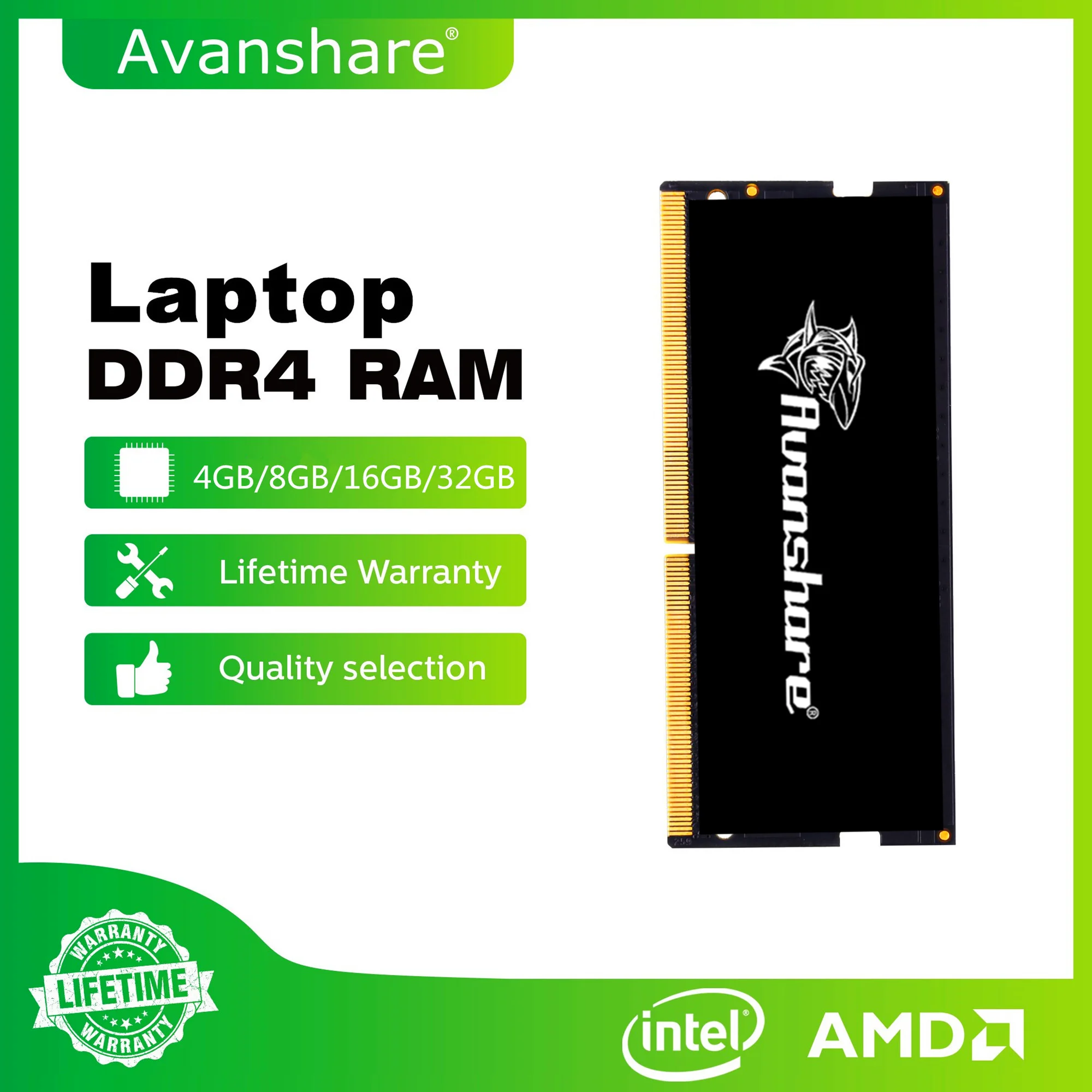 Avanshare DDR4 Ram memory 16GB 32GB 3200Mhz DIMM Laptop Memory Support ALL Motherboard