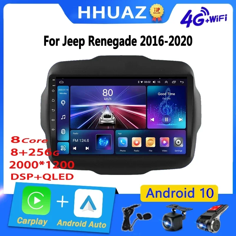 for Jeep Renegade 2016-2020 Android Car Radio Carplay 2Din DVD Autoradio GPS Head Unit Auto Video Multimedia Player Head Unit