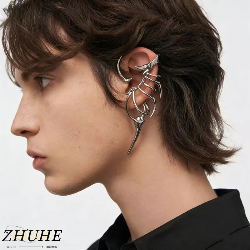 Edgy Skeleton-Style Ear Cuff for Men & Women, Unique Jewelry Accessory, Statement Gothic Fashion Piece