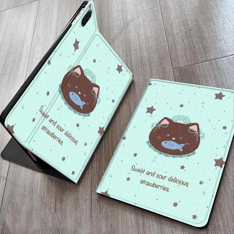 

Cute Brown Cat Pattern For Huawei MediaPad M5 T5 M6 SE C5e 11 12 X 2 Lite Pro Air S 12.2 Inch 5G Tablet Case