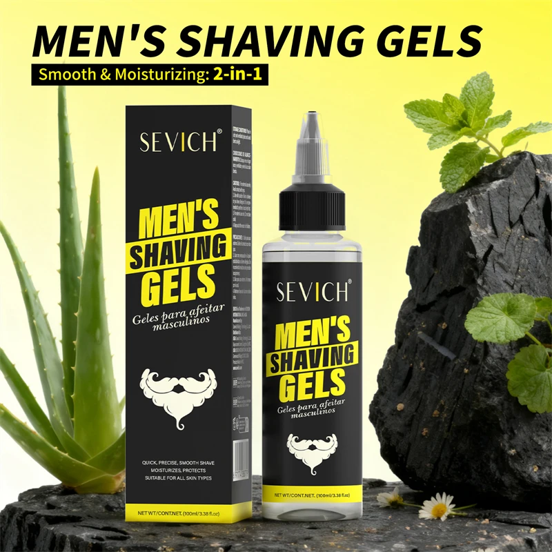 

SEVICH Men's Shaving Gel 100ml Natural Shaving Cream Soothing Pain Lasting Moisturizing Damaged Repairing Beard Cream Foam