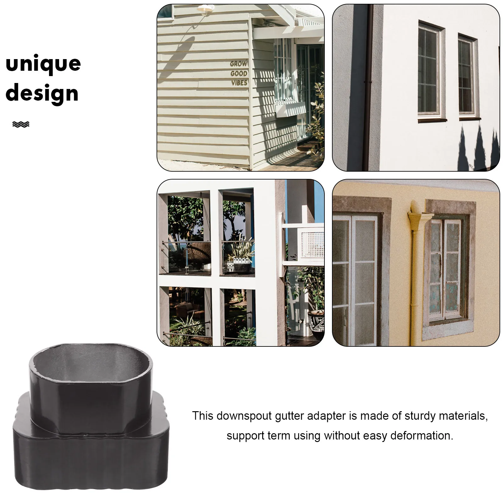 

1pcs Rain Gutter Adapter Downspout Connector For Drainage System Roof Gutter Fitting Wide Mouth Water Flow Efficient