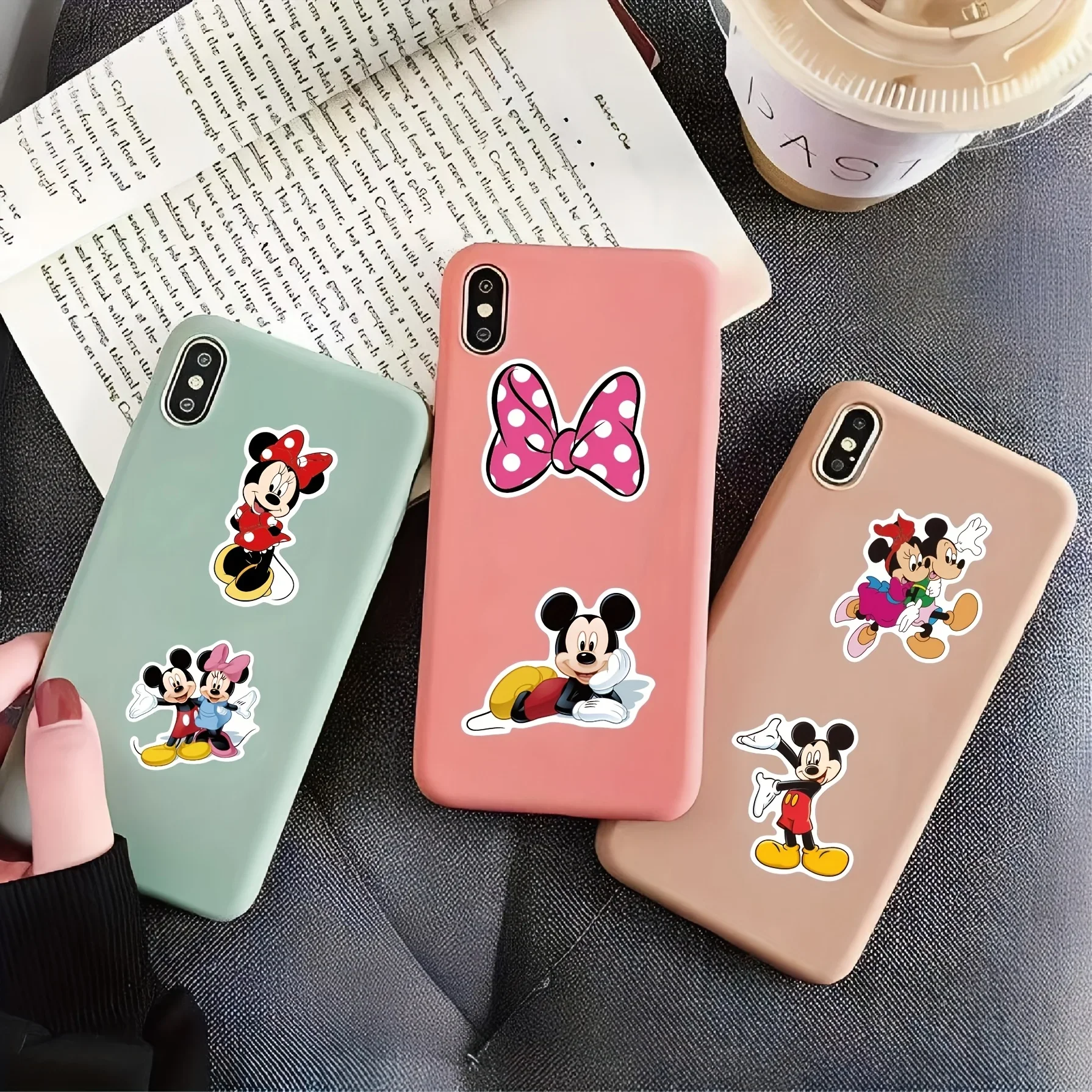 50pcs/set Disney Cute Cartoon Mickey Mouse Graffiti Stickers, Vinyl Wall Sticker Romantic Decals For Bedroom Wall Decoration