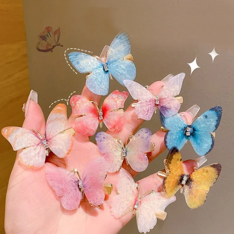 6/24pcs Women Colorful Butterfly Hairpins Girls Hair Clips Barrettes Sweet Hair Ornament Rainbow Headwear Hair Accessories