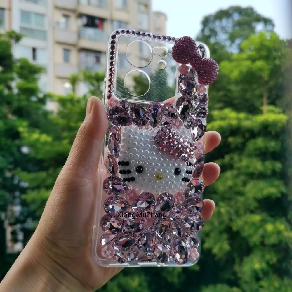 Hello Kitty Rosa Diamant Schleife Niedliche Handyhülle für Oppo Reno14 15Pro 14F 14FS Reno13 13Pro 13FS Reno12 Reno11 Reno10 9 Mädchen Cover – Detail 3