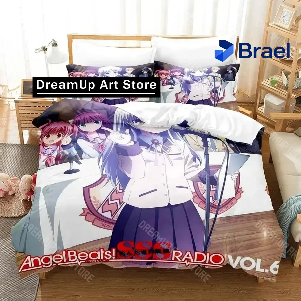 Exquisite 3D Print Angel Beats Bedding Set Single Twin Full Queen King Size Bed Set Aldult Kid Bedroom Duvetcover Sets Anime Be