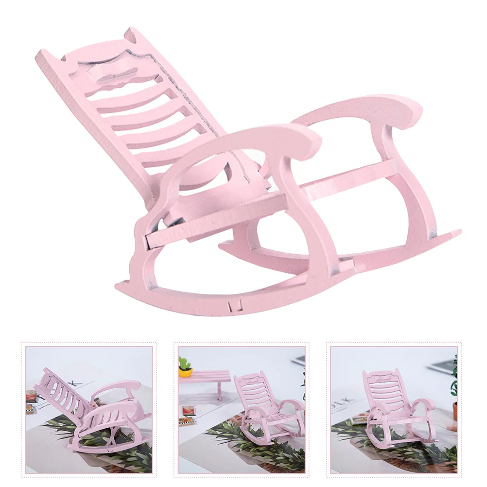 Drewniane miniaturowe krzesło bujane dla dzieci, ozdoba do zabawy w rolnictwo, mikro-krajobraz, akcesorium, dekoracja stołu, rękodzieło DIY, dekoracja domu.