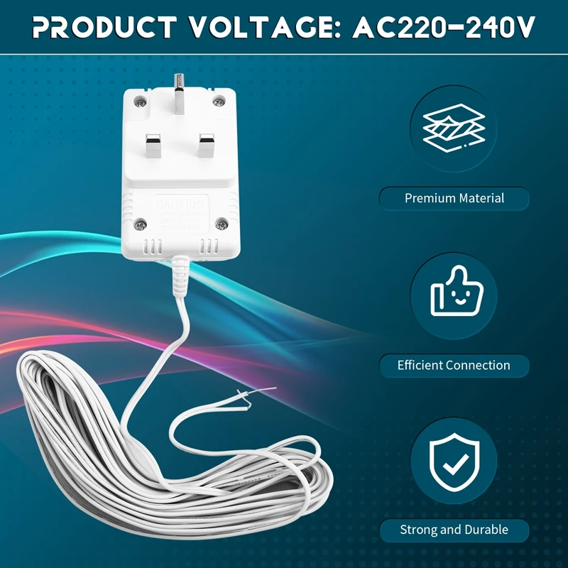 ビデオドアベル用ドアベルトランスアダプター、高性能、簡単な取り付け、英国プラグ、24v