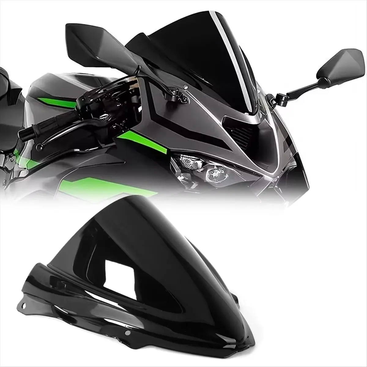 Super Sale Motorcycle Windscreen Windshield Wind Deflector Flyscreen for Kawasaki Ninja ZX6R ZX-6R 2024 2025 Smoke Gray
