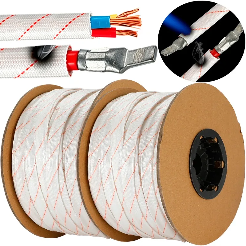 High Temperature Insulating Wire Tubes Yellow Wax Fiberglass Sleeving Flame Fire Retardant Braided Sleeve Casing Waterproof Tube