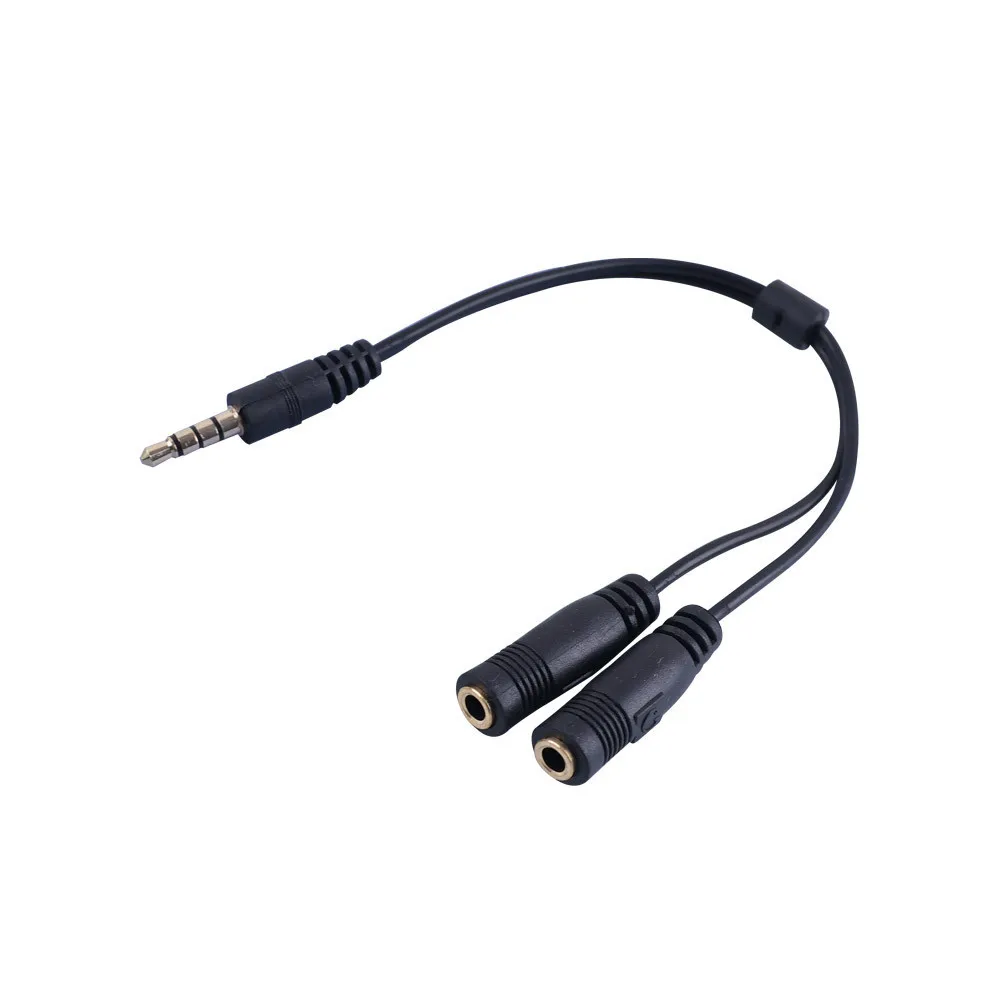 4 poles 3.5mm Male Splits Two 3.5mm Female Headphone Audio Adapter Cable Professional Audio Line Hot Sell 25cm