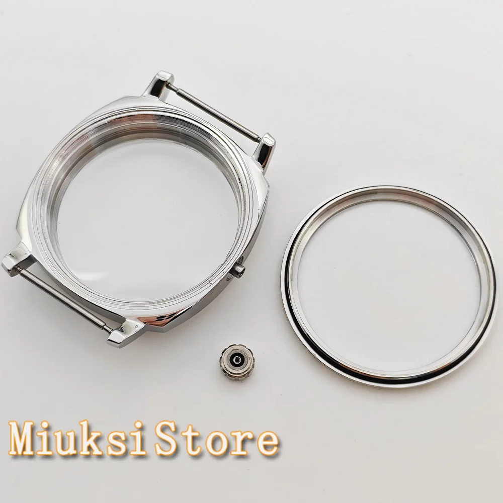 42mm Silver Watch Case Solid 316L Stainless Steel Fit ETA 6498 6497 ST3600 Movement Watch Accessories Parts