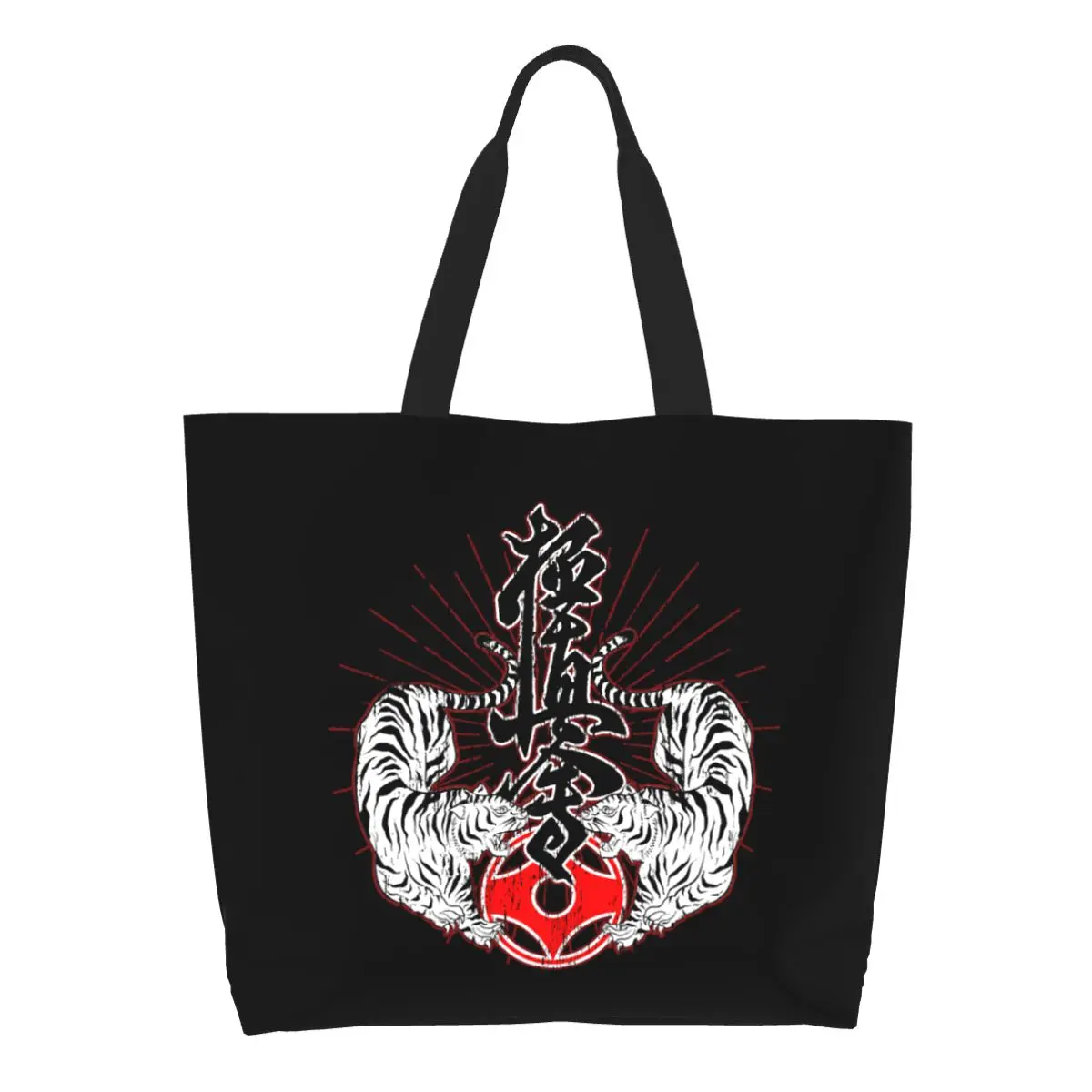 Recycling Tigers Kyokushin Karate Shopping Bag Women Canvas Shoulder Tote Bag Washable Martial Arts Groceries Shopper Bags