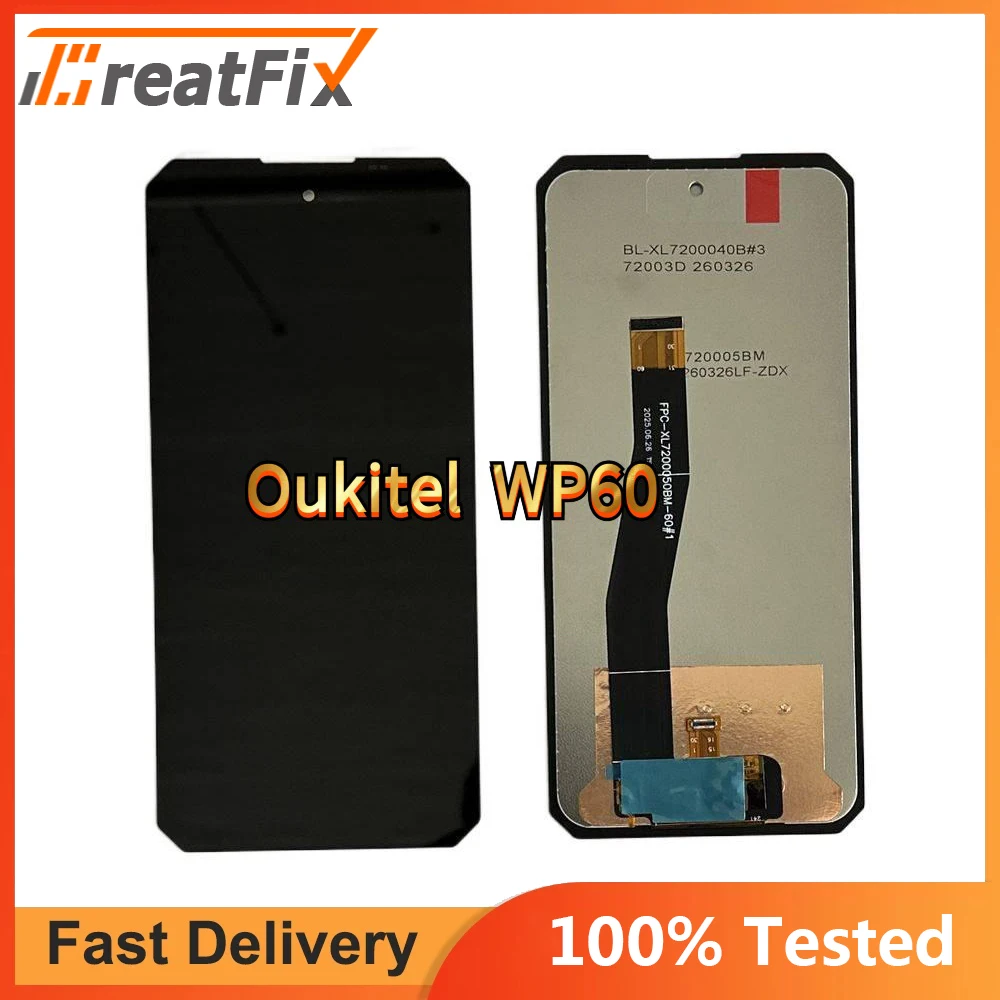 7.2” HD+For OUKITEL WP60 LCD Screen Display Touch Digitizer For Oukitel WP60 Phone 120Hz Display LCD Touch Sensor Replacement