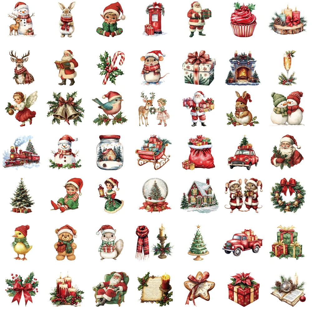 50 قطعة ملصقات عيد الميلاد السعيدة خمر سكرابوكينغ غرفة المعيشة الإبداعية بارد الكمبيوتر المحمول الهاتف القرطاسية مقهى حقيبة ملصق