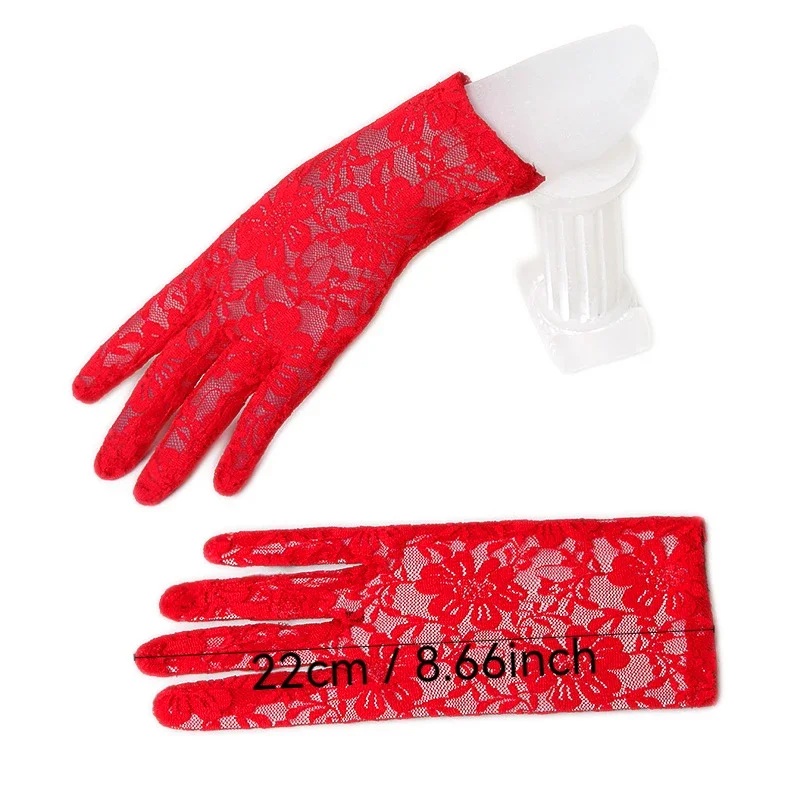 Women Lace Gloves Tea Party Short Lace Gloves Courtesy Dressy Gloves for Wedding Dinner Party