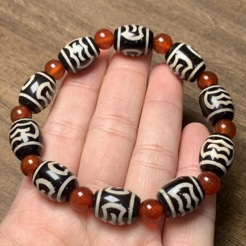 Boutique Agate Dapeng Bird Tibet Beads Bracelet Tibetan Single Circle Black and White Return Pattern Men and Women Bracelet