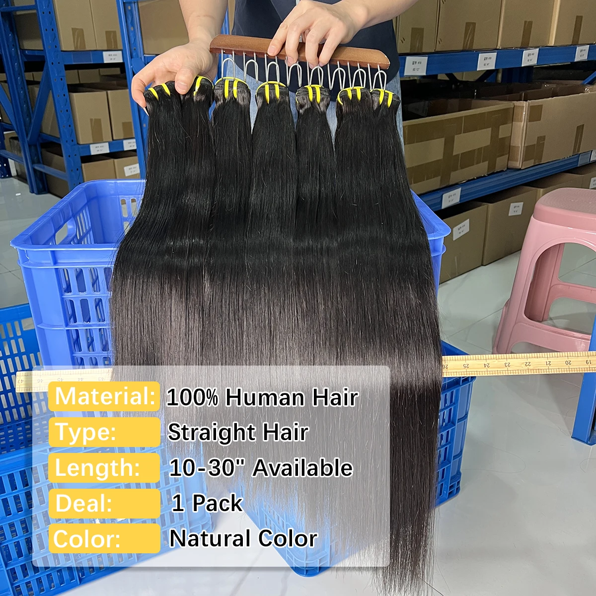 16A Vietnamesische, glatte, unbehandelte Echthaar-Bündel, 100 % unbehandeltes Echthaar, Haarverlängerungen, 30–36 Zoll, 1/3/4 Stück, für Damen. – Detail 2