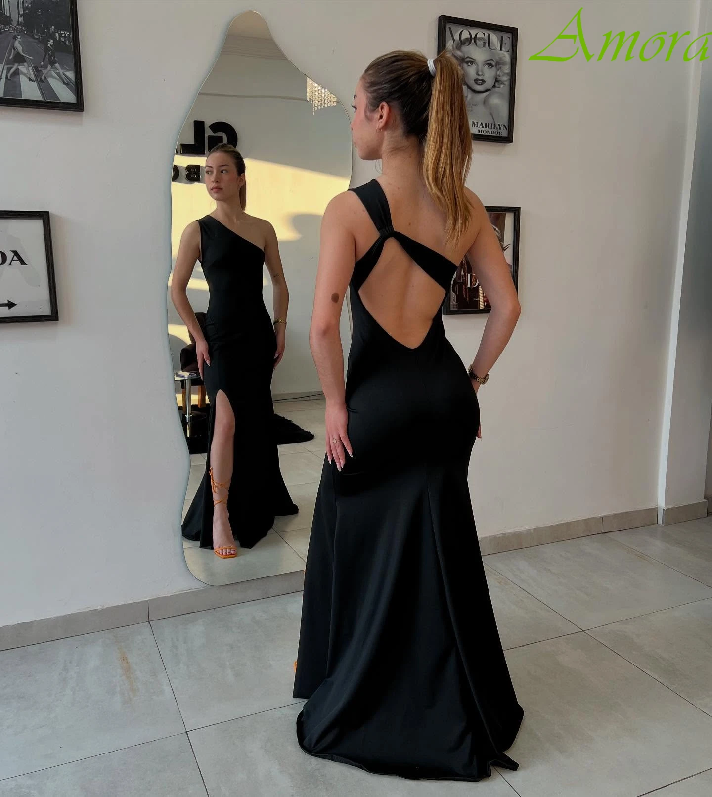 تخصيص حورية البحر كتف واحد أزياء أنيقة مساء اللباس مزاجه حزب أثواب عالية الجودة مخصص فساتين المناسبات