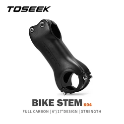 TOSEEK K04 Carbon Stem 6/17Degree Mountain Bike Stem 31.8mm Handlebar Stems 70/80/90/100/110/120/130mm Black Matt Bicycle Parts
