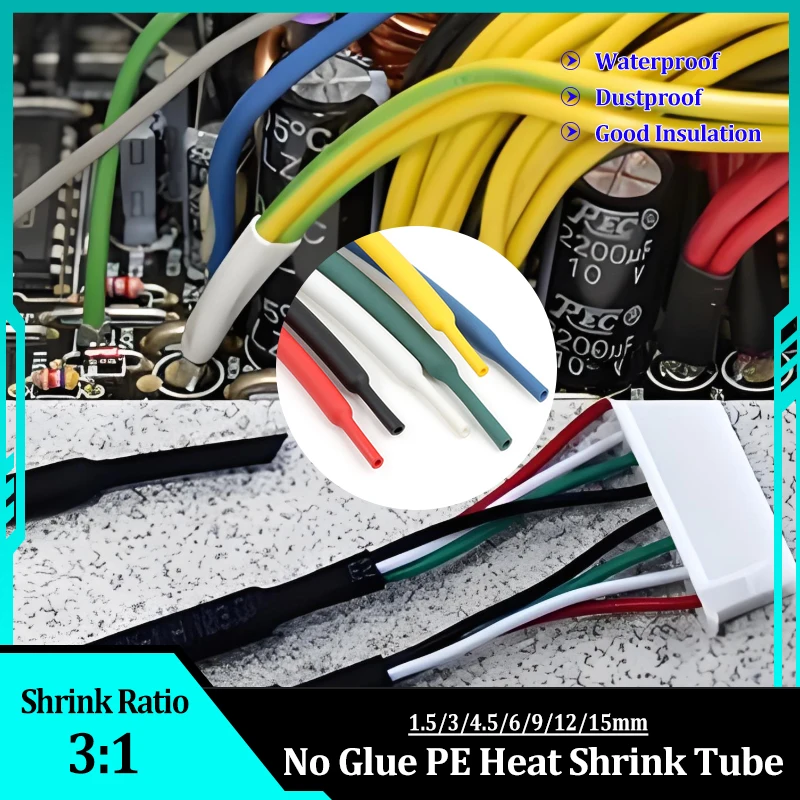 

1~20m 3:1 No Glue Heat Shrink Tube Polyolefin Insulated Waterproof Lined Cable Protect Wrap Sleeve Dia. 1.5/3/4.5/6/9/12/15mm