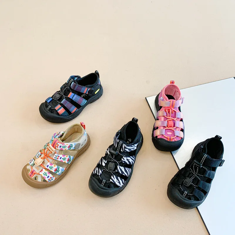 

Kids'Casual Shoes Sandals Cartoon PU Leather Summer​ Shoes For Girls Anti-slip Velcro Beach shoes Black Pink Shoes Size 23-37