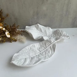 Jewelry Display Leaf Tray Gypsum Silicone Mold DIY Handmade Fragrance Ornament Plaster Mould Organizer Concrete Resin Molds