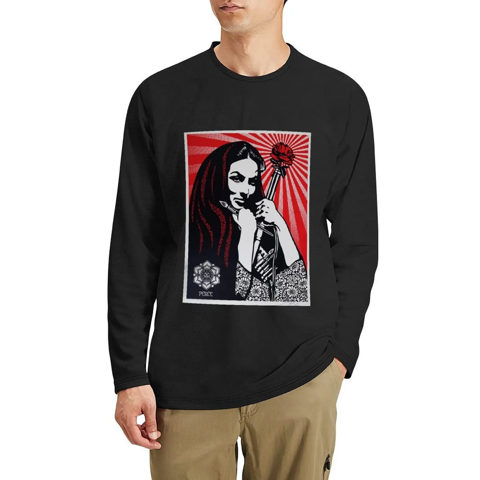 

Art by Shepard Fairey, Shepard Fairey Art urbain Long T-Shirt oversized t shirt Aesthetic clothing mens vintage t shirts