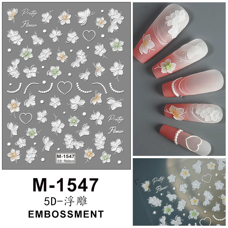 

5D Embossed Nail Art Stickers Decals Self-Adhesive Nail Supplies Nail Art Design Decoration Accessories