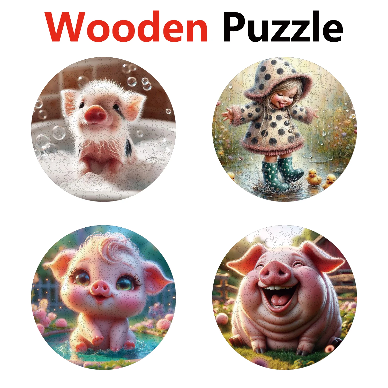 

Little Girl Pig Animal Puzzles High Quality Jigsaw Puzzle Wooden Puzzle Best Christmas Gift