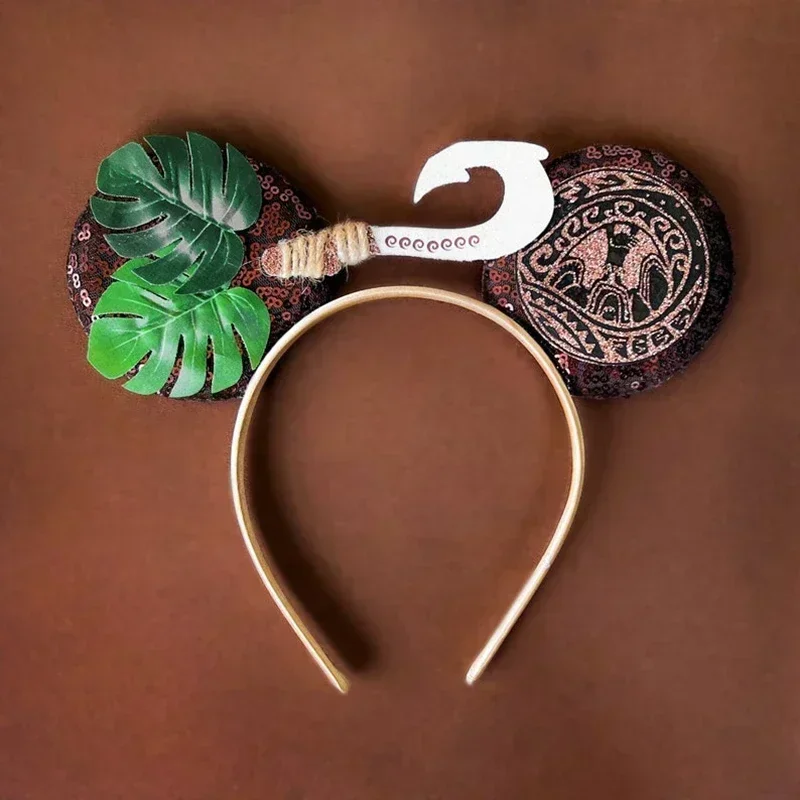 Disney Moana 2 Ear Headband for Adults Mickey Mouse Hairbands Women Fish hook Bow Hair Accessories Girls Kids Party Cosplay Gift