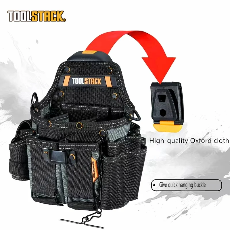 toolstack-多機能電気技師ポーチ大容量収納バッグ耐摩耗性オックスフォードウエストショルダーツールバッグ労働者用