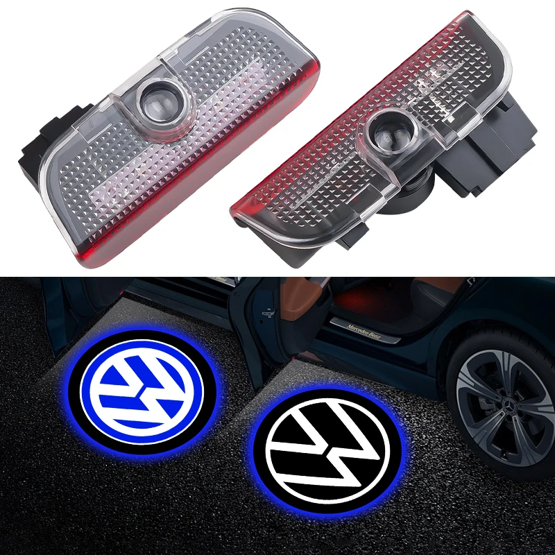 2Pcs Car Door Welcome Light Led HD Projector Lamp Courtesy Lights for VW POLO GOLF 4 5 6 7 7.5 8 MK4 MK5 MK6 MK7 MK8