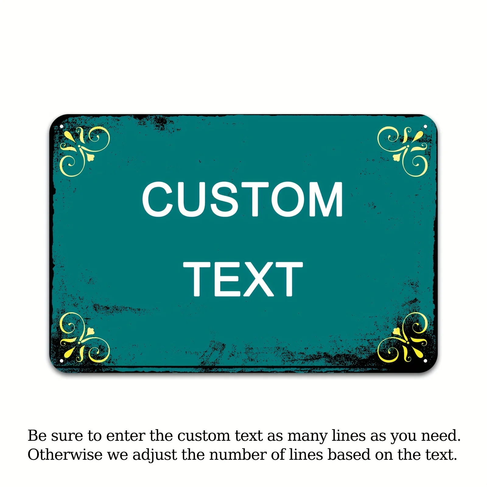 Custom Aluminum Sign - Personalize with Your Text, Choose Color & Rust Effect, Vintage Design for Home, Office, Bar, Garden Deco