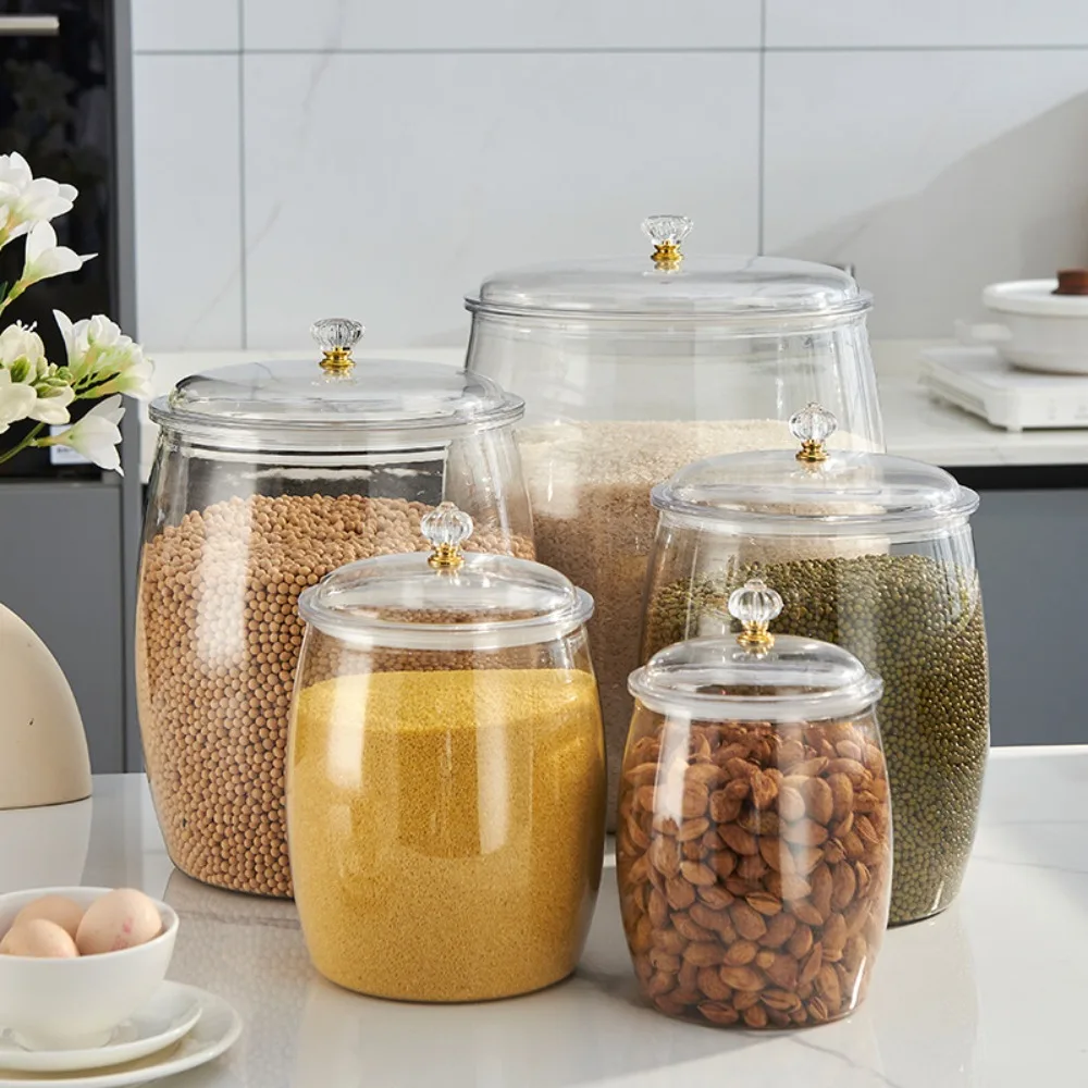 

Food Container Transparent Cereals Storage Jar Sealed Large Capacity Food Storage Canister with Lid Wide Mouth Candy Jar Cookie