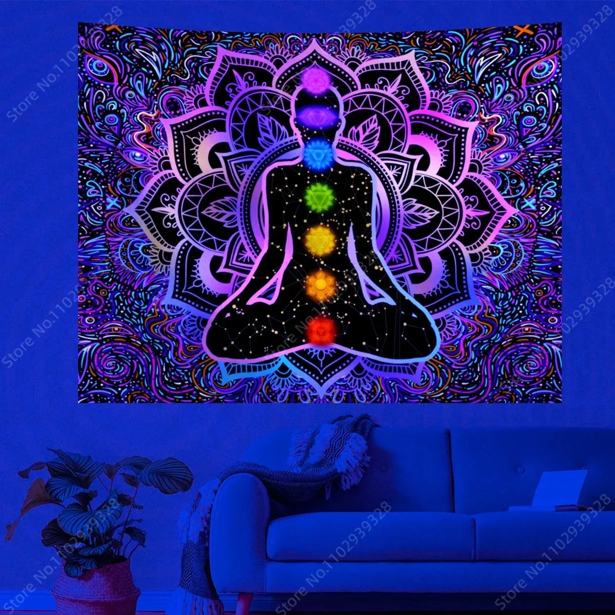 VIKAMA 7 Chakras Tapestry Yoga Meditation Wall Hanging Lotus Mandala Art for Studio Bedroom Spiritual Healing Home Decor